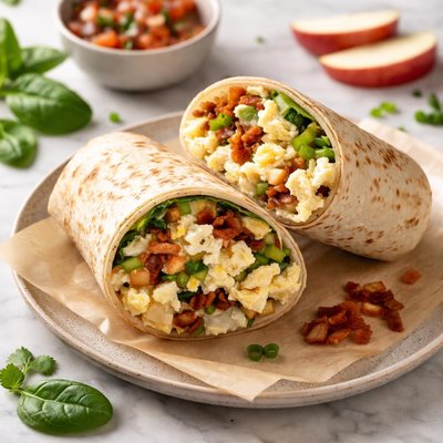 Wawa scammbled egg whites apple bacon vegetable burrito