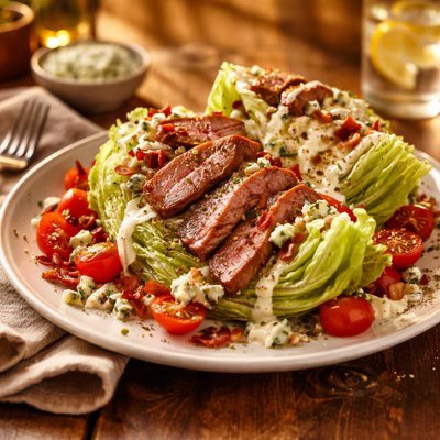 Wedge salad with steak