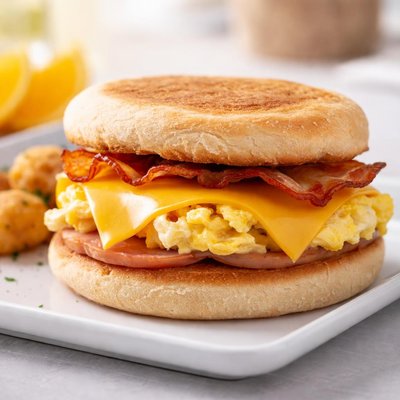 Western breakfast sandwich with cheese slice
