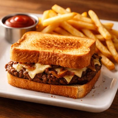 Whataburger junior patty melt with fries
