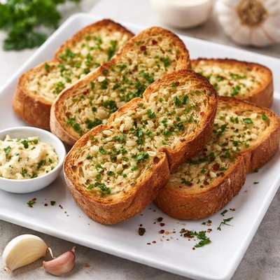 Wheat bread with butter and garlic