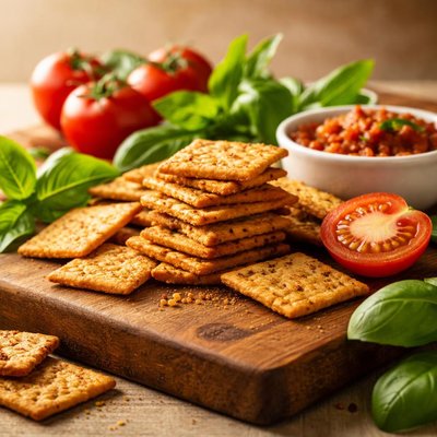 Wheat thins tomato and basil