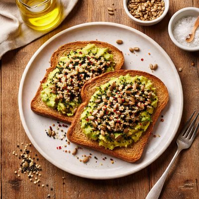 Wheat toast with seeds and quinoa