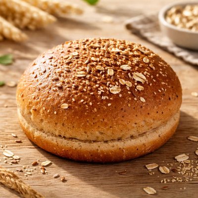 While grain hamburger bun