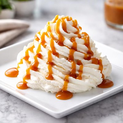 Whipped cream with caramel drizzle