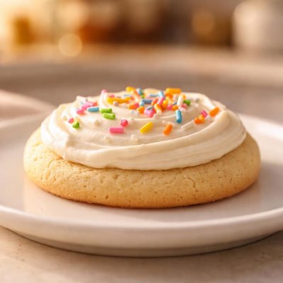 White-frosted cookie