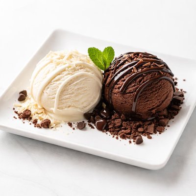 White and black ice cream