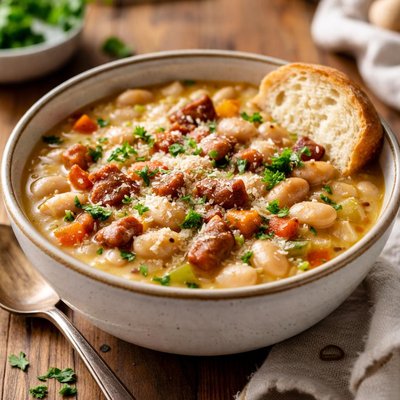White bean and pancetta soup