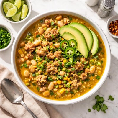 White bean chili with sausage
