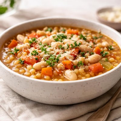 White bean couscous soup