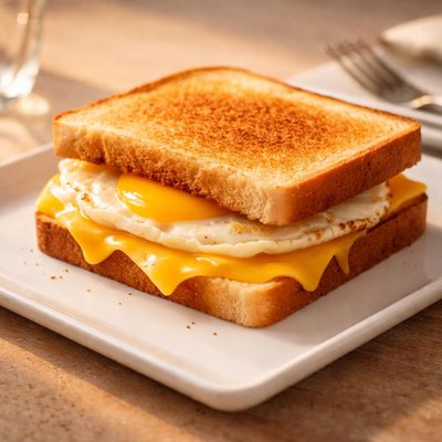 White bread cheese egg sandwich