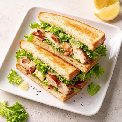 White bread chicken caesar sandwich