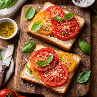 White bread sandwich with tomato