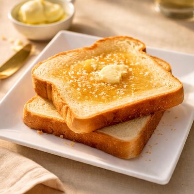 White buttered bread