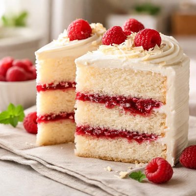 White cake rasberry filled