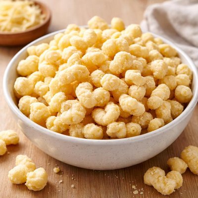 White cheddar puff corn