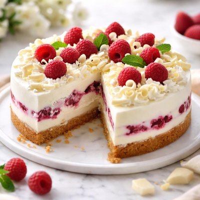 White chocolate and raspberry caje