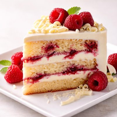 White chocolate and raspberry cake