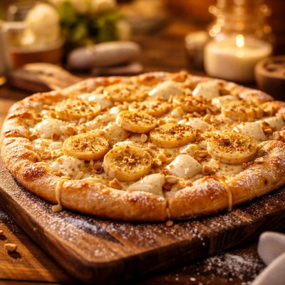 White chocolate banana pizza