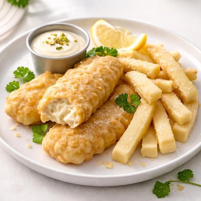 White chocolate fish and chips