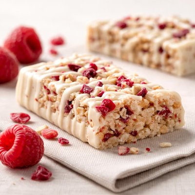 White chocolate raspberry bumper bar