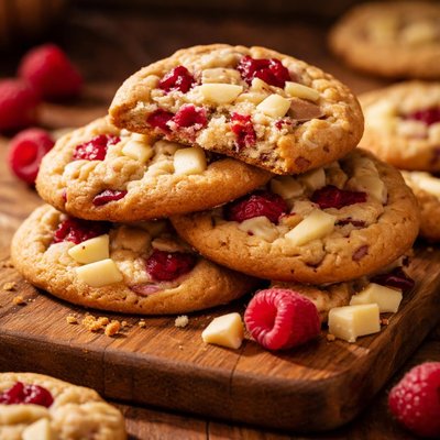 White chocolate raspberry cookie