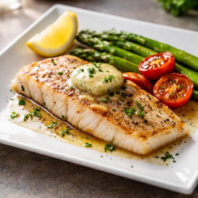 White fish fillet with butter