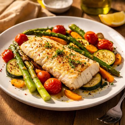 White fish with veggies