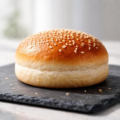 White flour hamburger bun