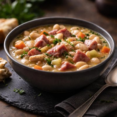 White ham and bean soup
