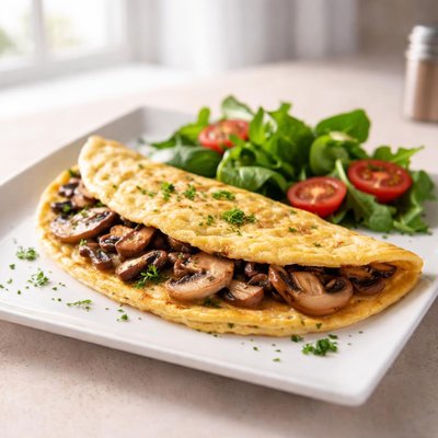 White mushroom omelette