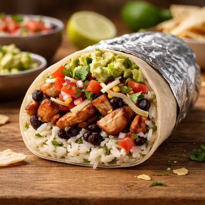 White rice chicken burrito from chipotle