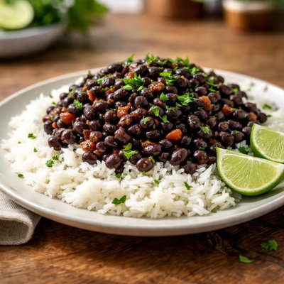 White rice with black beans