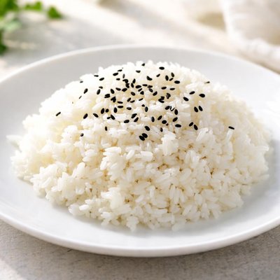 White rice with black sesame seeds