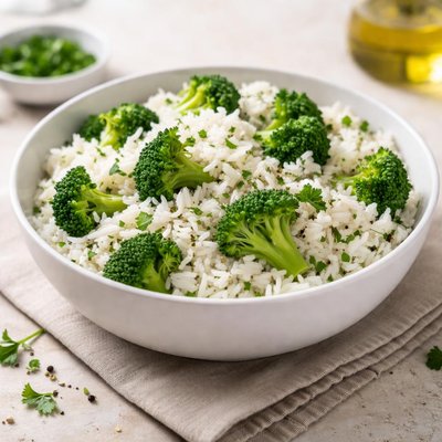 White rice with broccoli