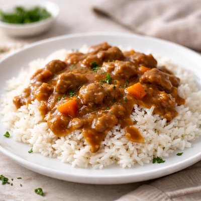 White rice with gravy