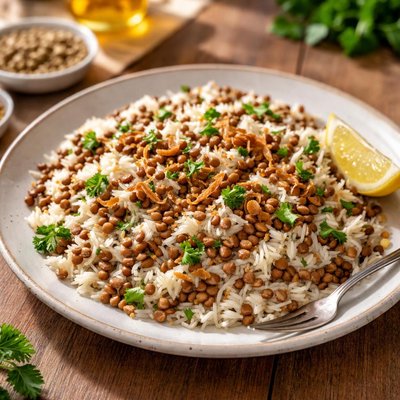 White rice with lentils