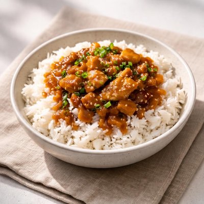 White rice with sauce