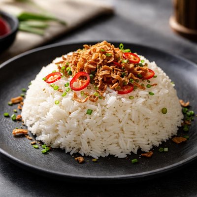 White rice with shallots and chili