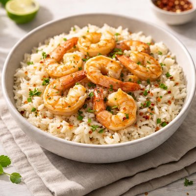 White rice with shrimp