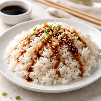White rice with soy sauce