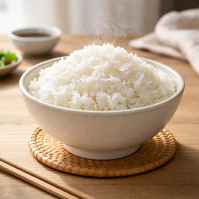 White steamed chinese rice