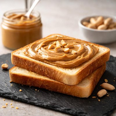 White toast with peanut butter
