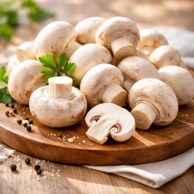White whole mushrooms
