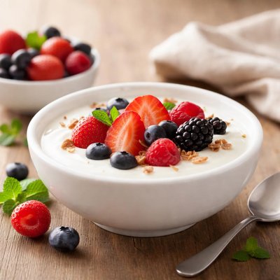 White yogurt with berries