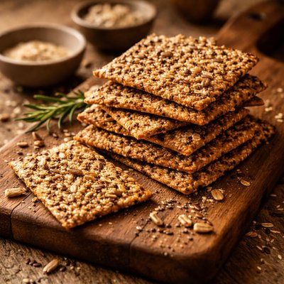 Whole-grain and seeded cracker