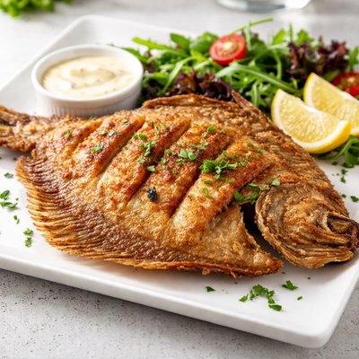 Whole fried flounder