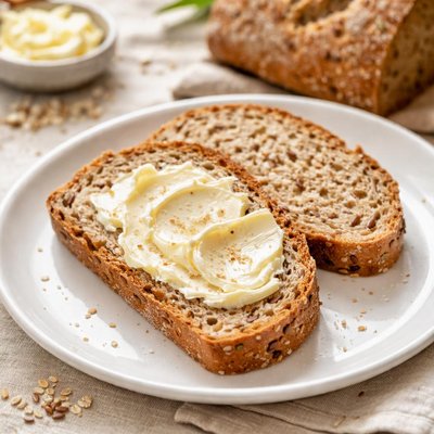 Whole grain bread with butter