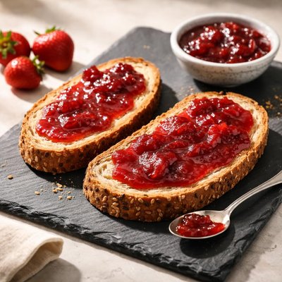 Whole grain bread with jam