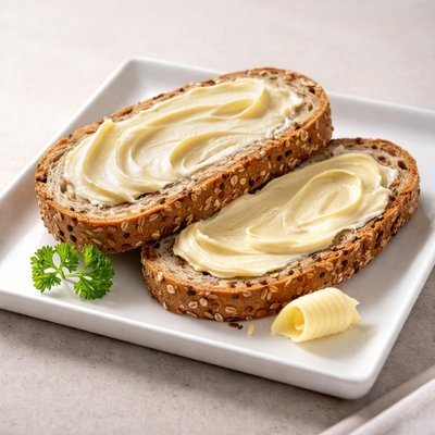 Whole grain bread with margarine